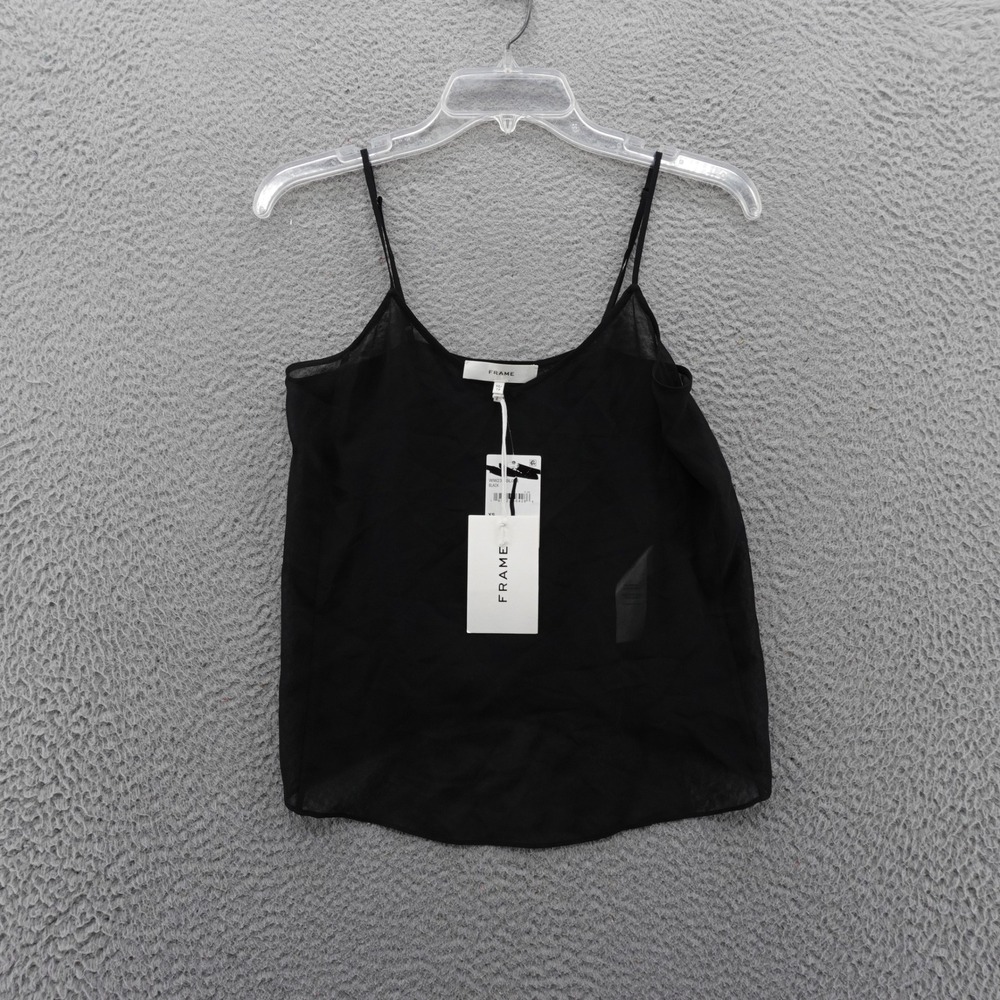 Frame Denim Black Sheer Silk Camisole